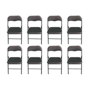 Silla Plegable Diseño Moderno Estructura Plata y Asiento Negro Acolchado - 8 unidades