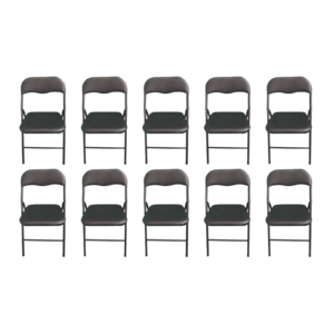 Silla Plegable Diseño Moderno Estructura Plata y Asiento Negro Acolchado - 10 unidades