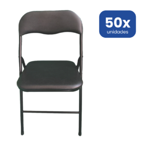 Silla Plegable Diseño Moderno Estructura Plata y Asiento Negro Acolchado - 50 unidades