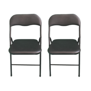 Silla Plegable Diseño Moderno Estructura Plata y Asiento Negro Acolchado - 2 unidades