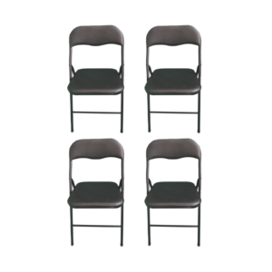 Silla Plegable Diseño Moderno Estructura Plata y Asiento Negro Acolchado - 4 unidades