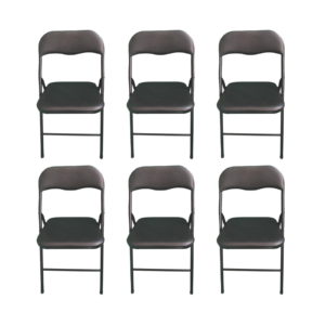 Silla Plegable Diseño Moderno Estructura Plata y Asiento Negro Acolchado - 6 unidades
