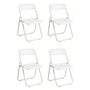Silla Plegable Blanca Multiusos Estilo Eventos con Estructura Metálica