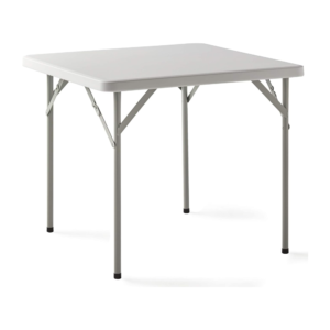 Mesa cuadrada plegable de 84 cm ideal para terraza, camping y eventos.