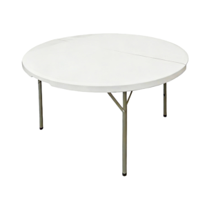 Mesa redonda plegable de 122 cm perfecta para eventos y hostelería profesional.