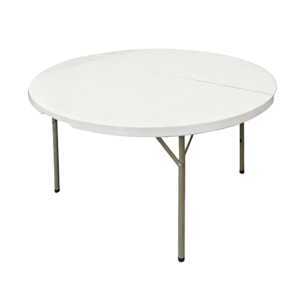 Mesa redonda plegable de 150 cm para eventos, bodas y banquetes de catering.