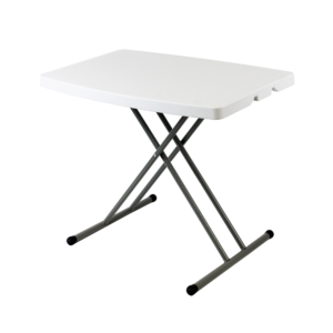 Mesa plegable regulable en altura de 75x50 cm para interior y exterior.
