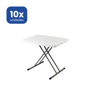 Mesa plegable regulable en altura de 75x50 cm para interior y exterior.