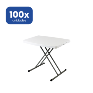 Mesa plegable regulable en altura de 75x50 cm para interior y exterior.