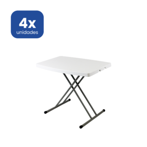 Mesa plegable regulable en altura de 75x50 cm para interior y exterior.
