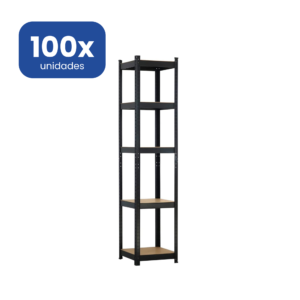 Estantería Metálica Negra 180x40x40cm 5 Baldas Madera MDF Profesional - 100 unidades