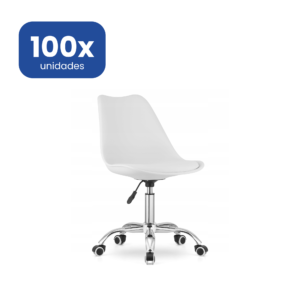 Silla de Oficina Blanca con Ruedas Giratorias y Altura Regulable