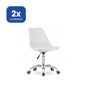 Silla de Oficina Blanca con Ruedas Giratorias y Altura Regulable